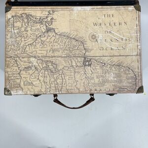 Punch Studio Large Suitcase Decorative Storage Box Map Atlas 16.5"x11"x5.25"